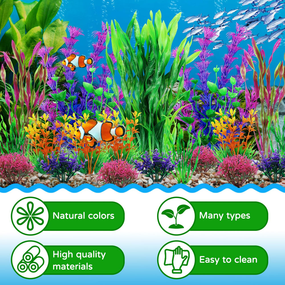 QUOZUO vegetación plástica para acuario, colores vivos para ambiente animado