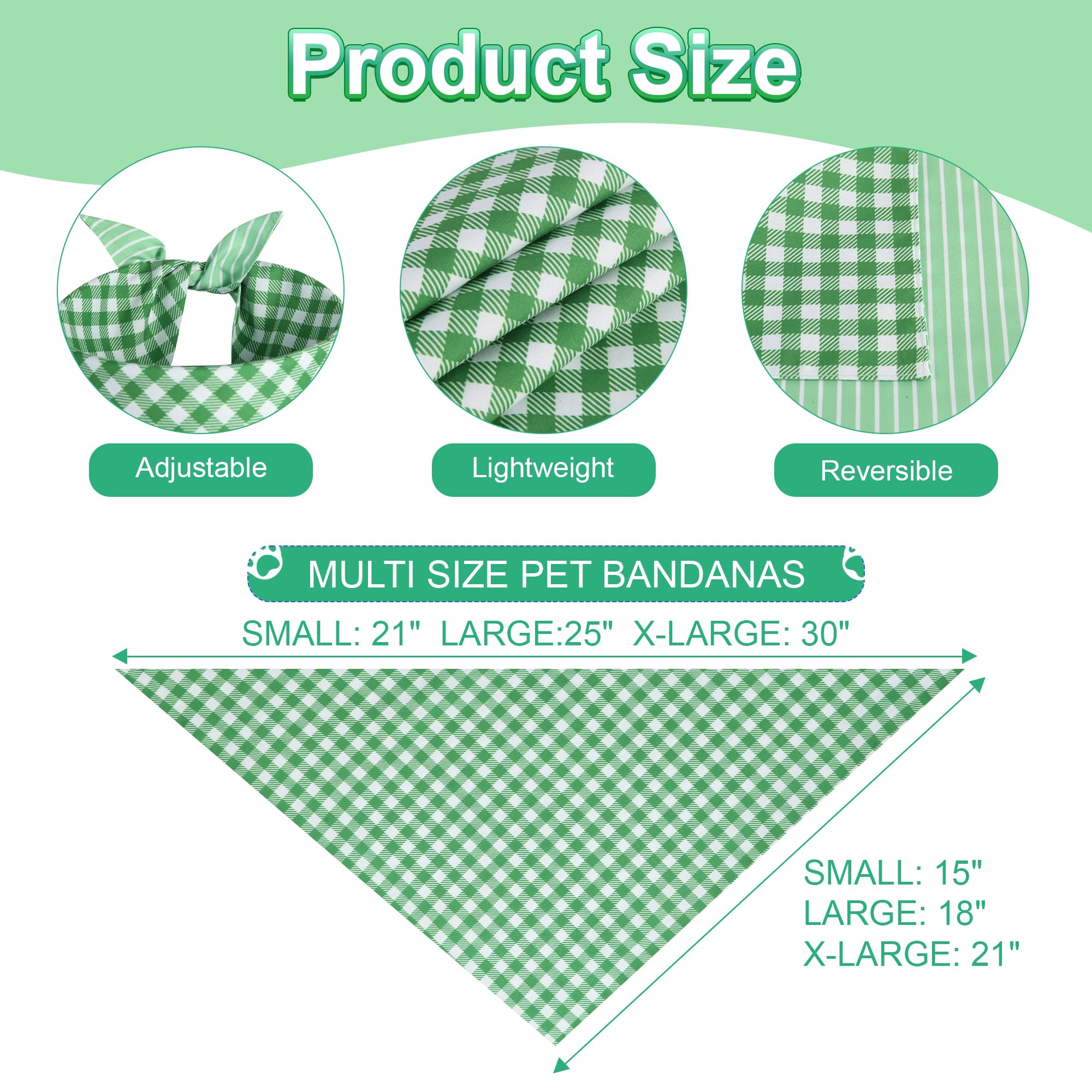 QUQULE bandana verde XL, diseño a cuadros y rayas, añade estilo en cada paseo.