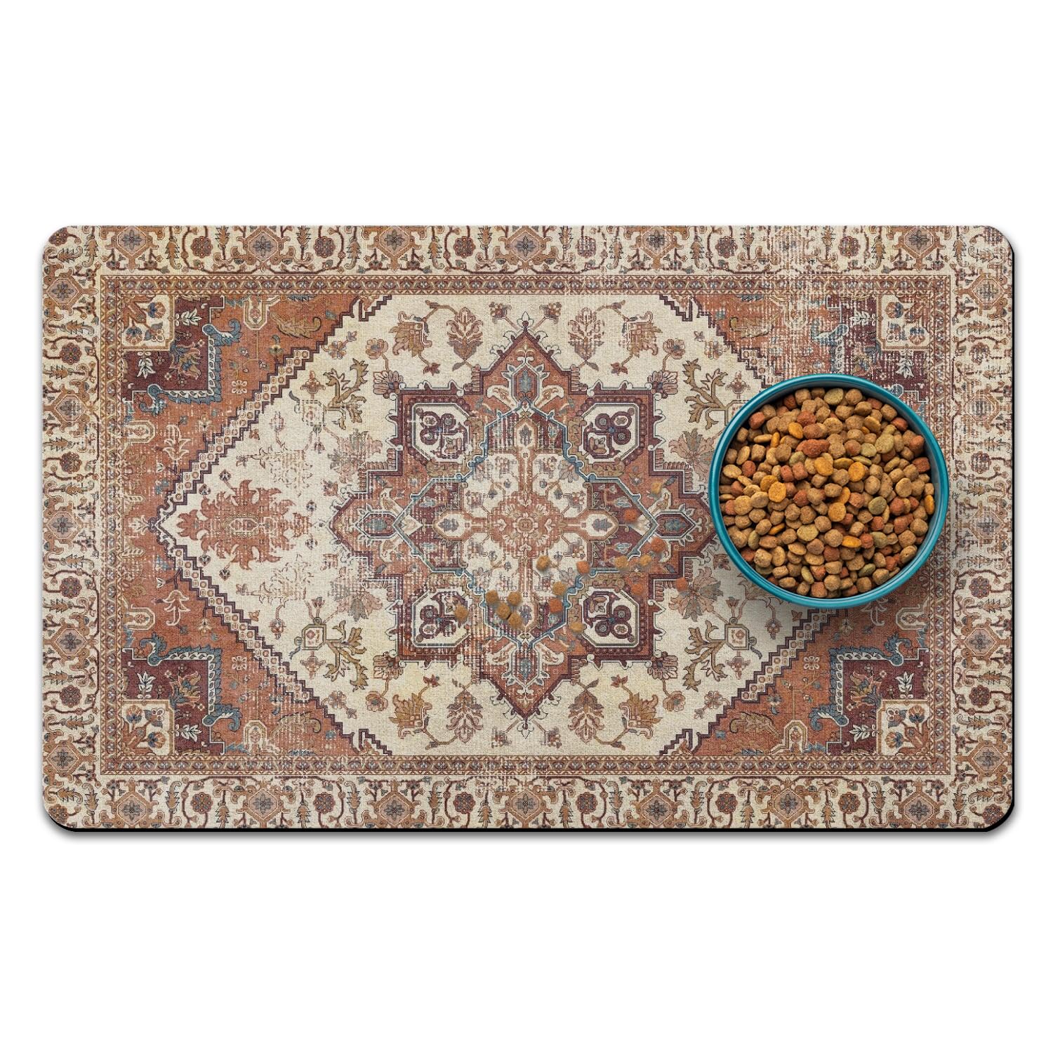 Alfombra QXWREL para comida de perros con capa absorbente que recoge derrames