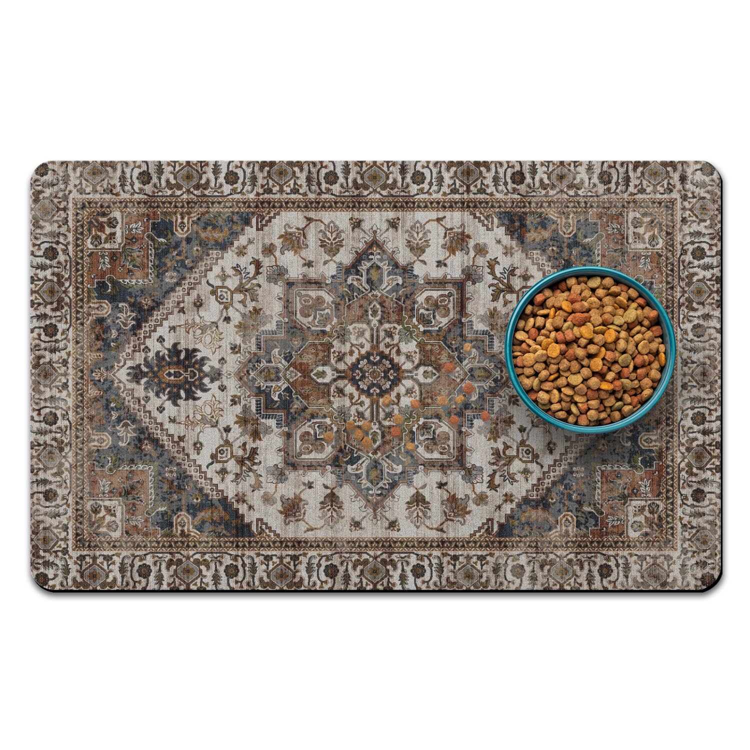 QXWREL tapete comida perro 12x20 Bohemia: absorbente y secado rapido.