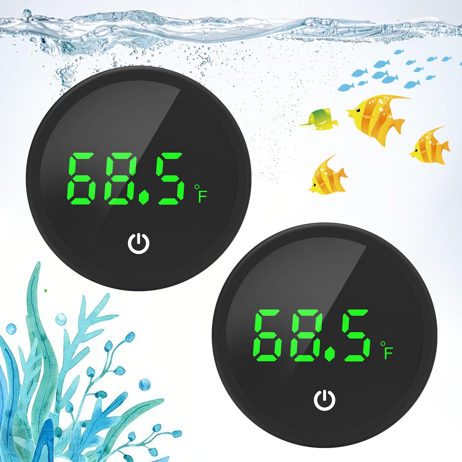 Termómetro QZQ para acuario con botón táctil para encendido sencillo.