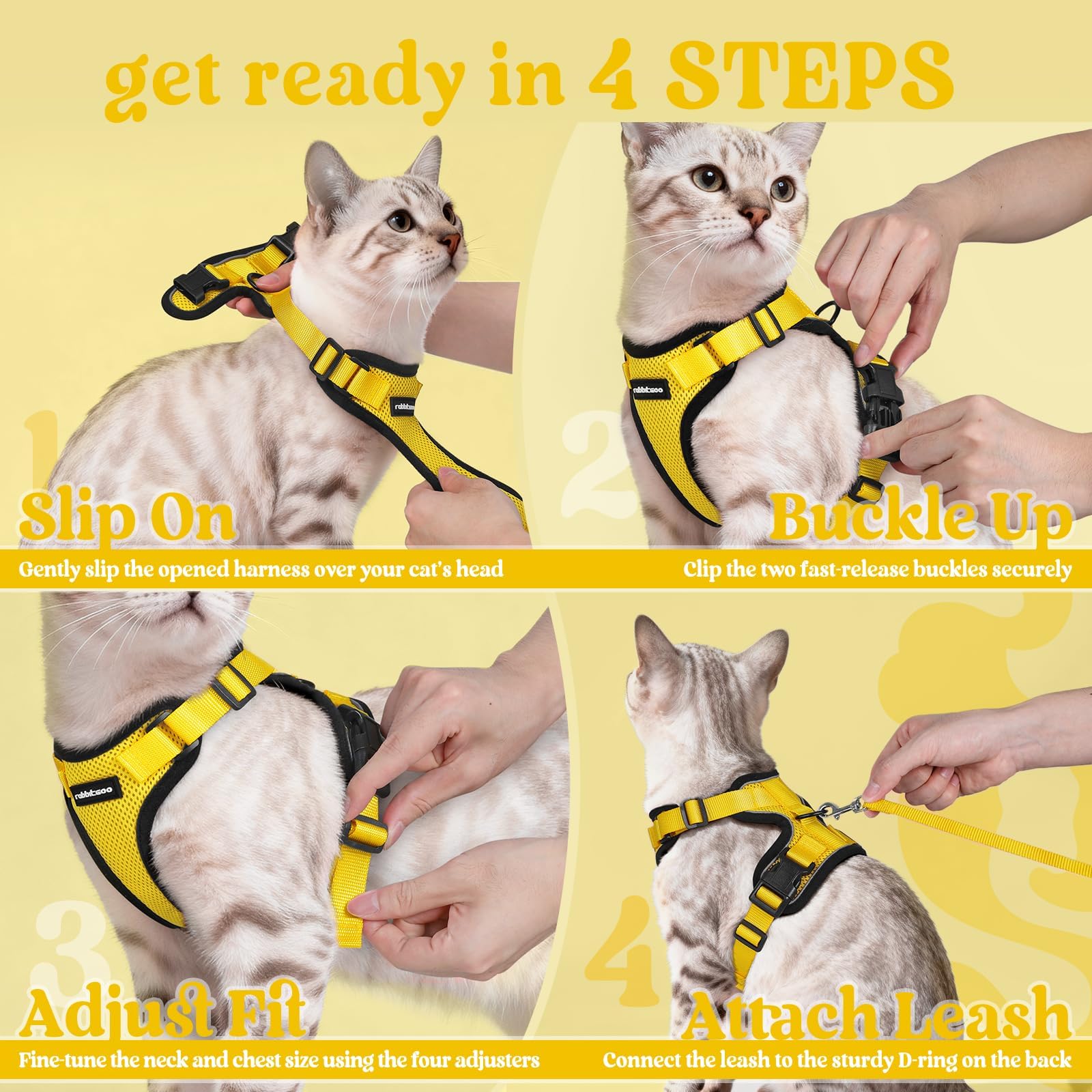 Rabbitgoo diseño amarillo vibrante para expresar estilo del gato.