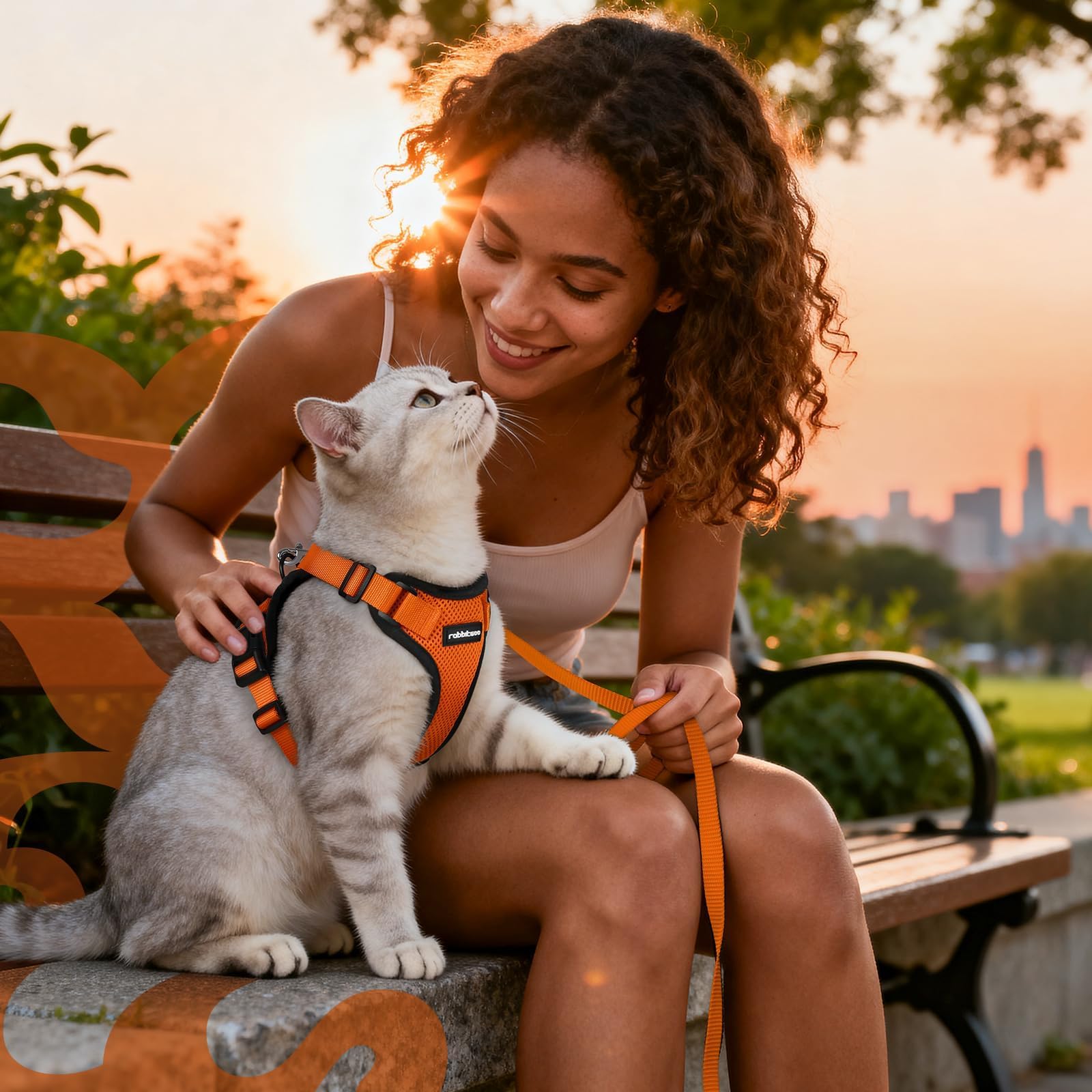 rabbitgoo arnés gato diseno ergonomico colores vibrantes: estilo y confort