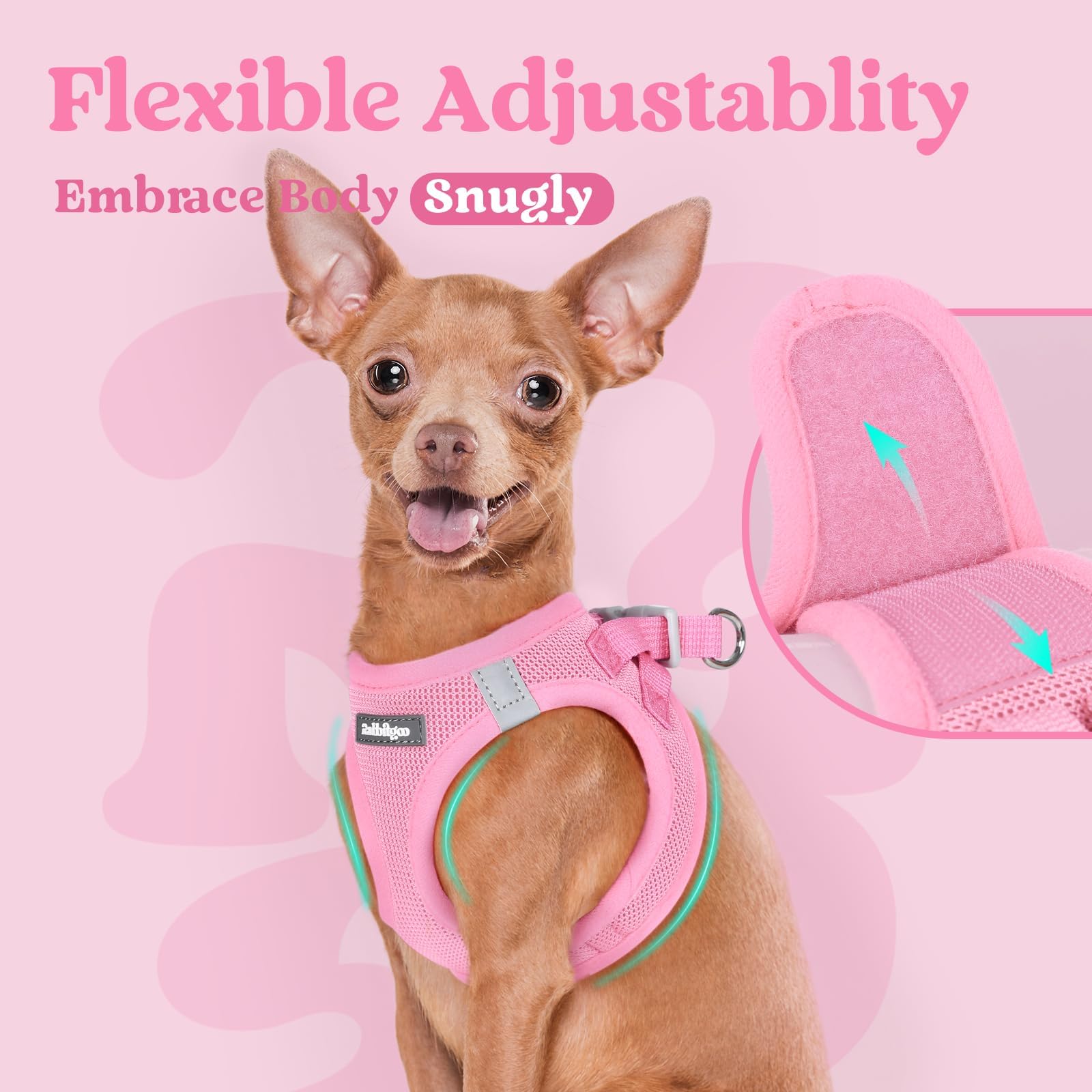 Arnés Rabbitgoo para paseos en ciudad y parque con ajuste cómodo.