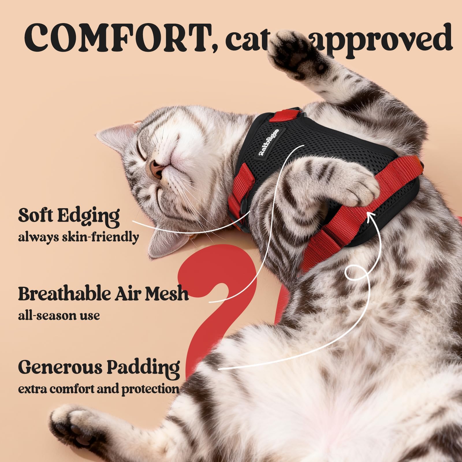 Correa rabbitgoo para gato de 4-9 pies, paseo seguro