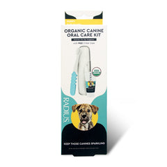 Cepillo dental RADIUS para cachorros con cerdas suaves para higiene bucal.