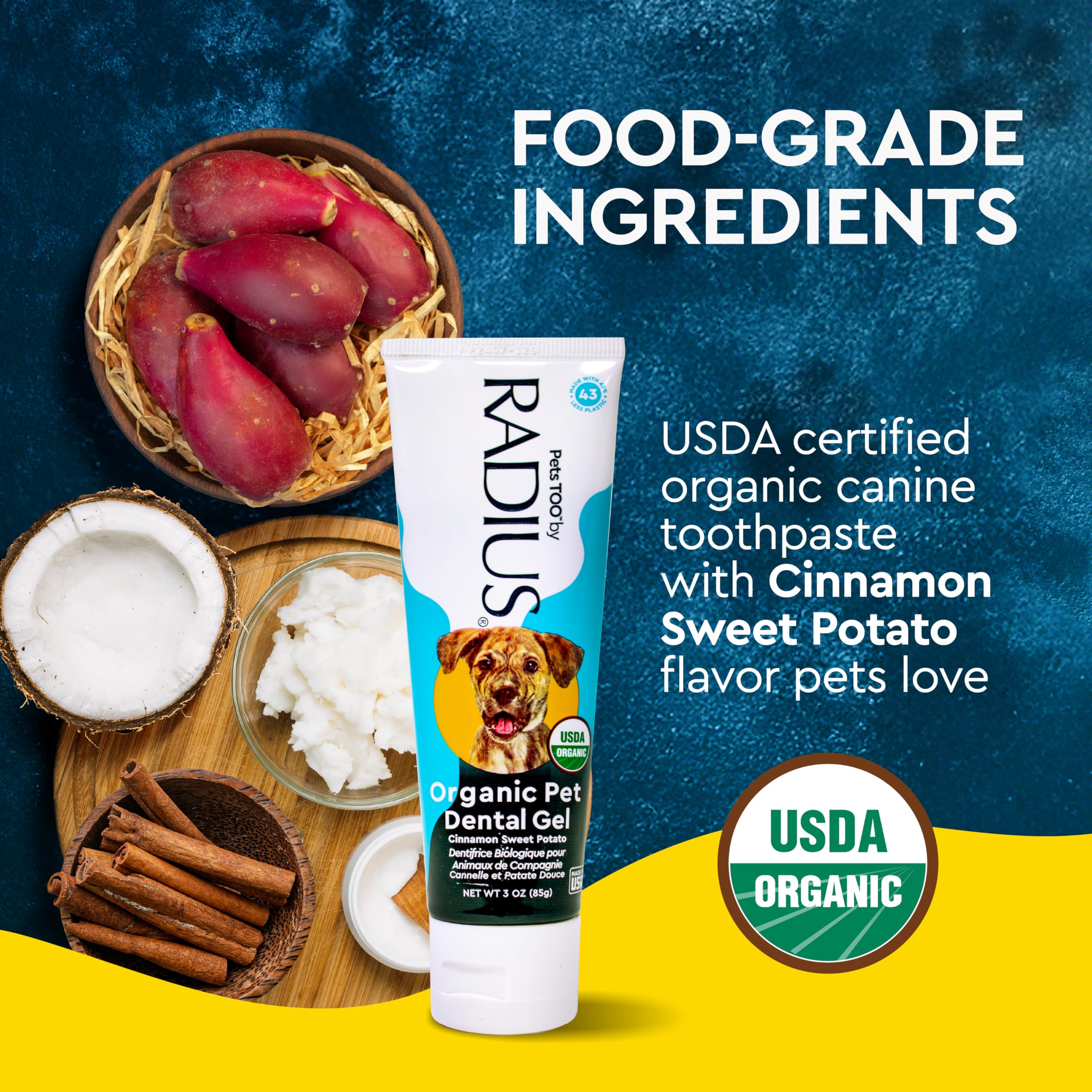 Radius kit dental con coco y batata, ingredientes naturales para perros.