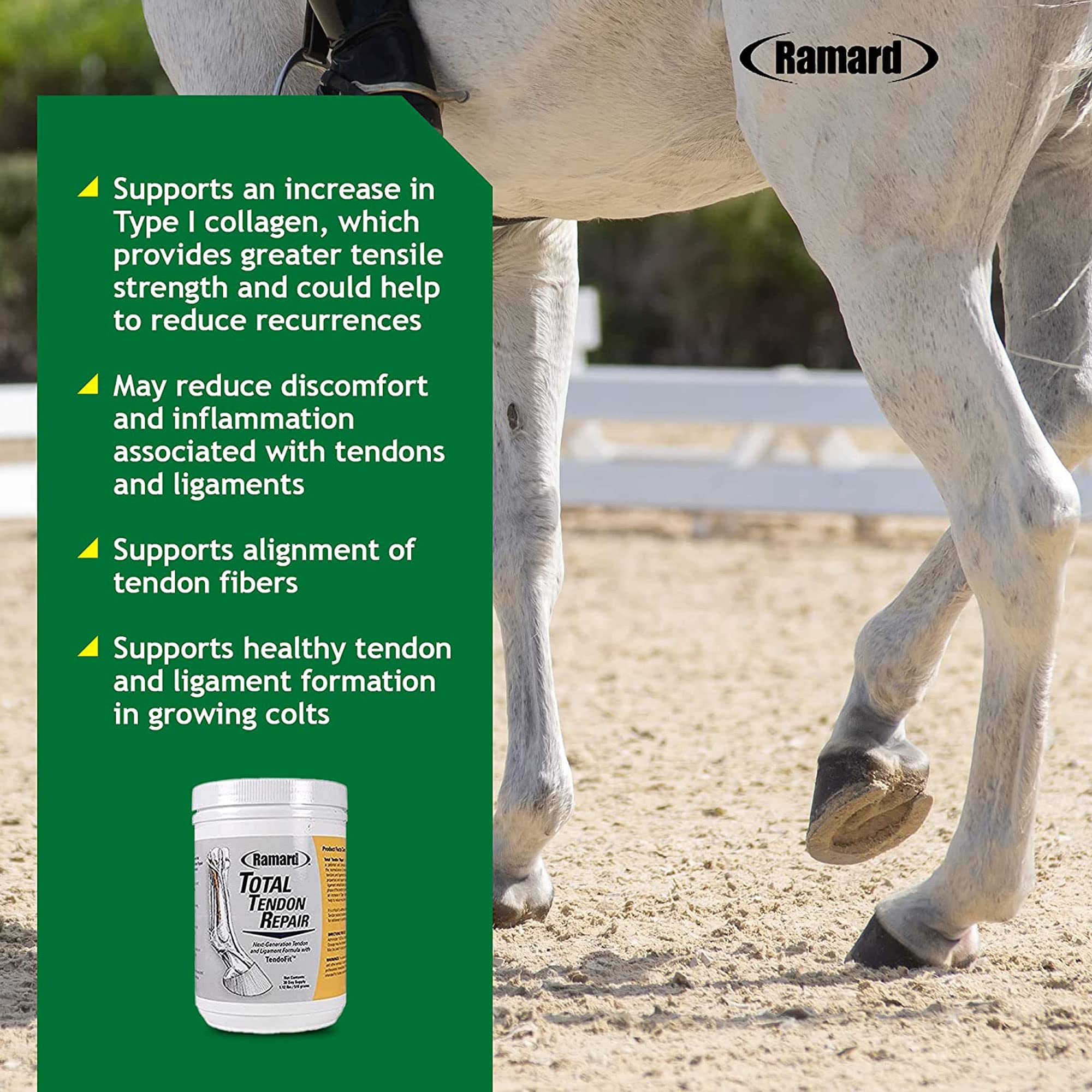 Etiqueta del producto Ramard Total Tendon Repair con información de uso.