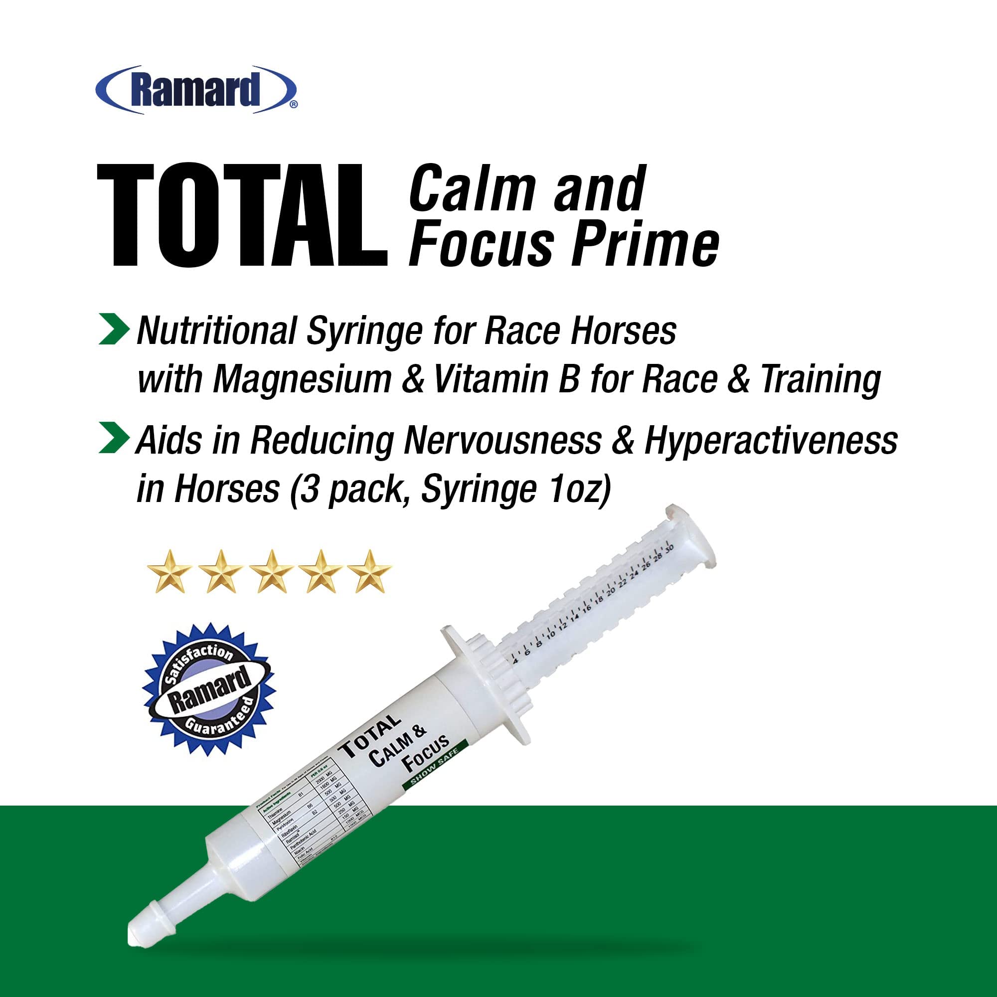 Ramard Total Calm y Focus, presentación 1oz para uso diario en caballos