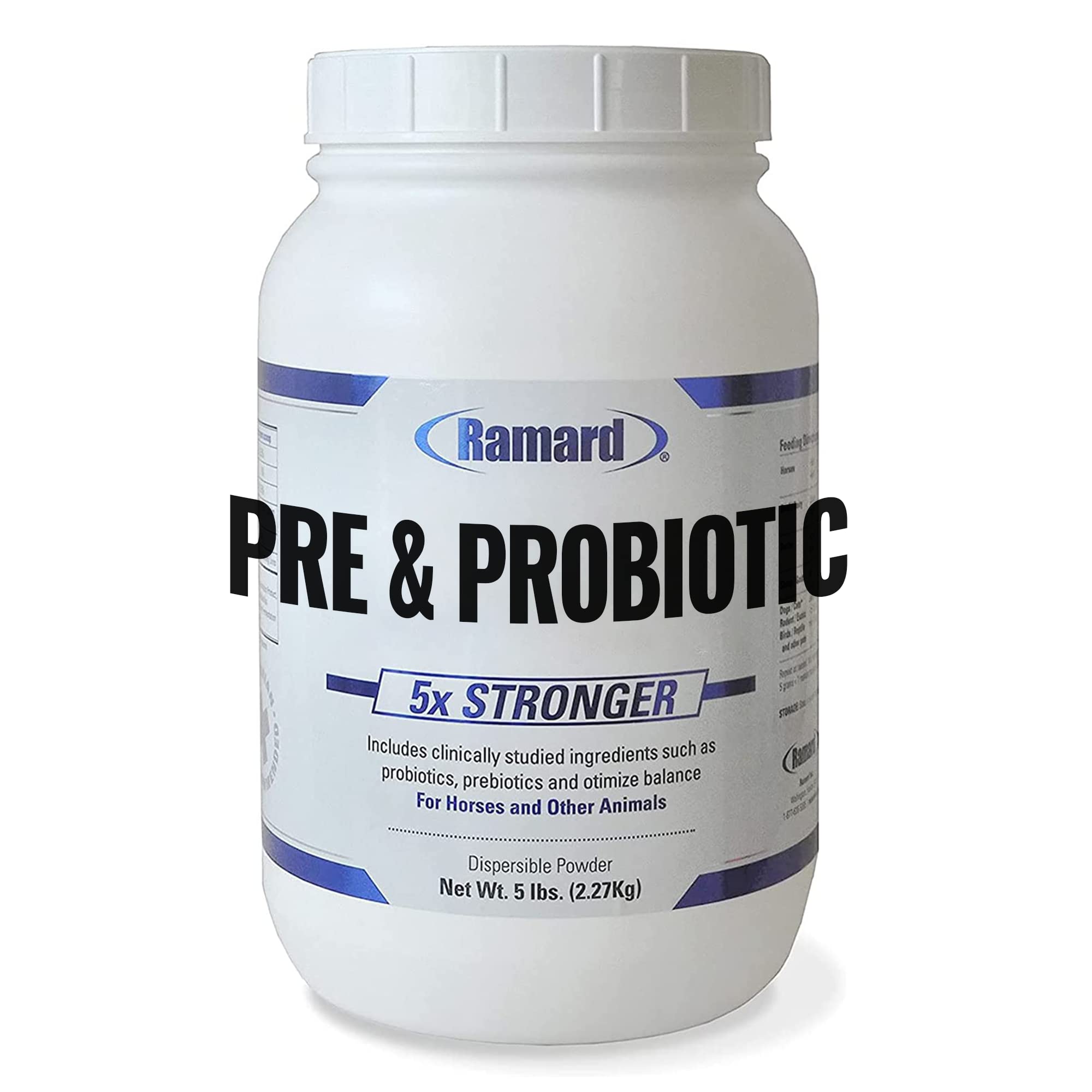 Ramard Total Prebiótico y Probiótico para caballos, lata de 5 lb, mejora la salud digestiva.