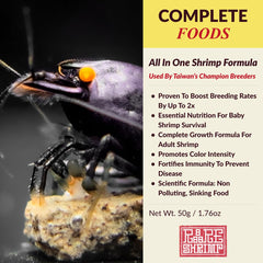 Rare Shrimp alimento ornamental Taiwan 200 g fórmula de criadores profesionales.