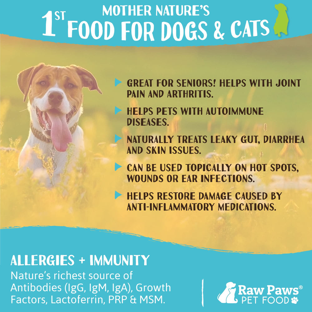 Raw Paws Colostro bovino lista de ingredientes simples y naturales