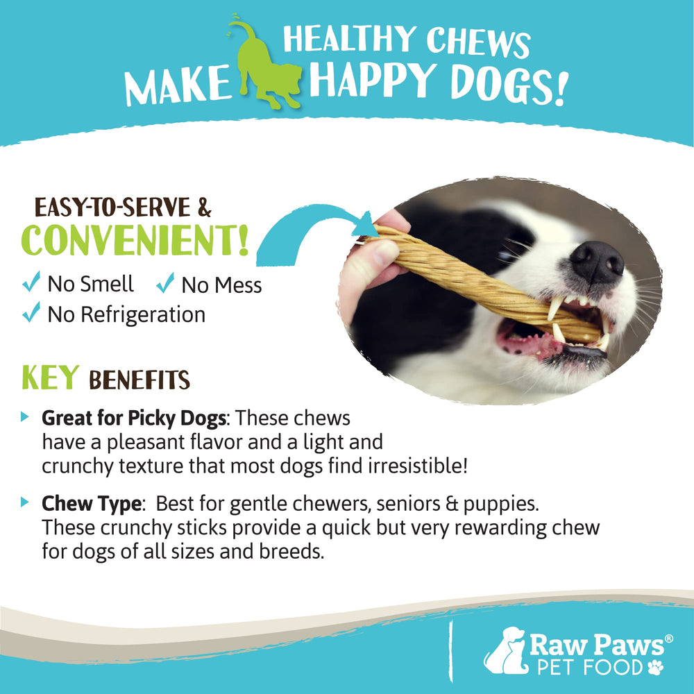 Raw Paws beneficio dental: masticar tripa para limpieza suave.