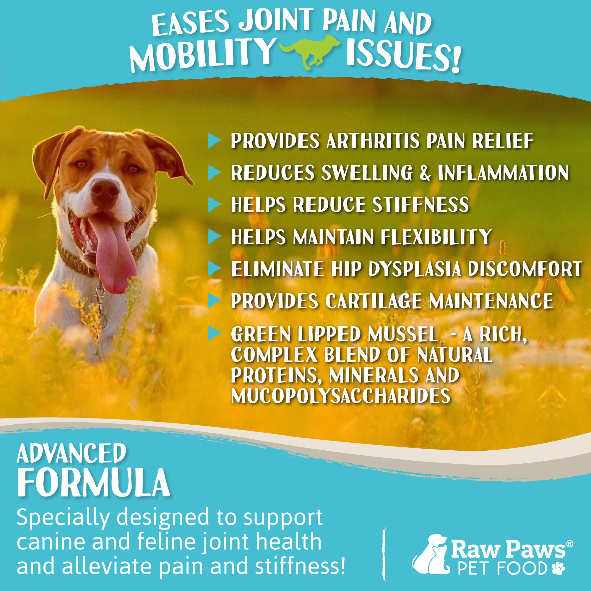 Raw Paws glucosamina y condroitina natural, nutriente para articulaciones