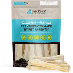 Raw Paws hueso de cuero crudo prensado de 8 pulgadas, masticable y duradero para perros grandes.
