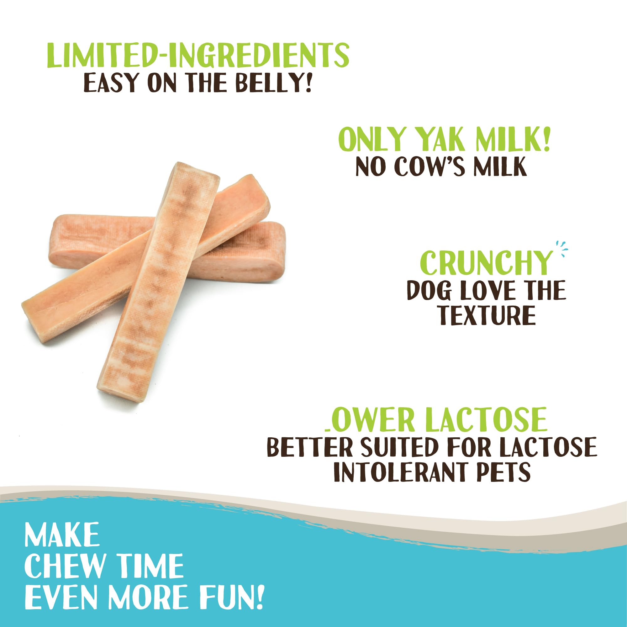 Raw Paws Yak chews, leche pura para perros, textura de alta densidad