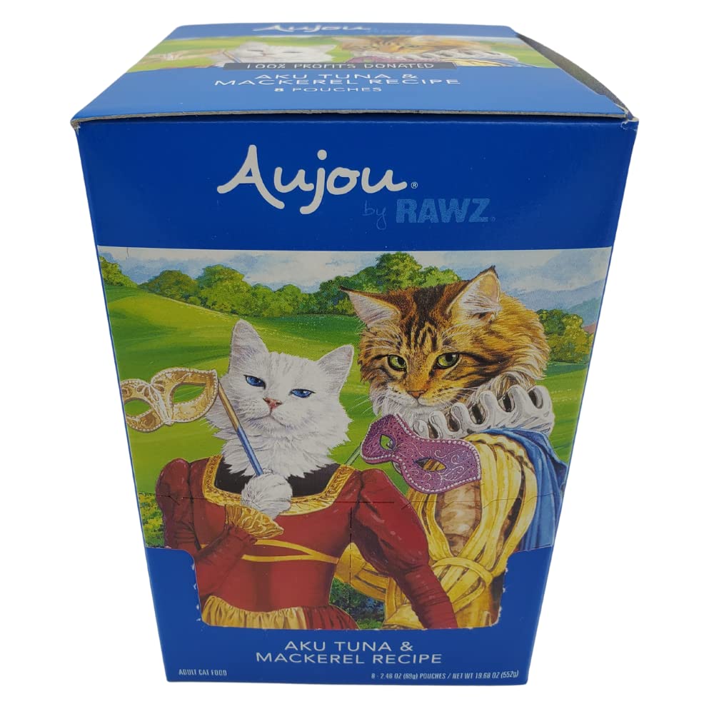 Rawz Aujou tazón servido con comida para gatos