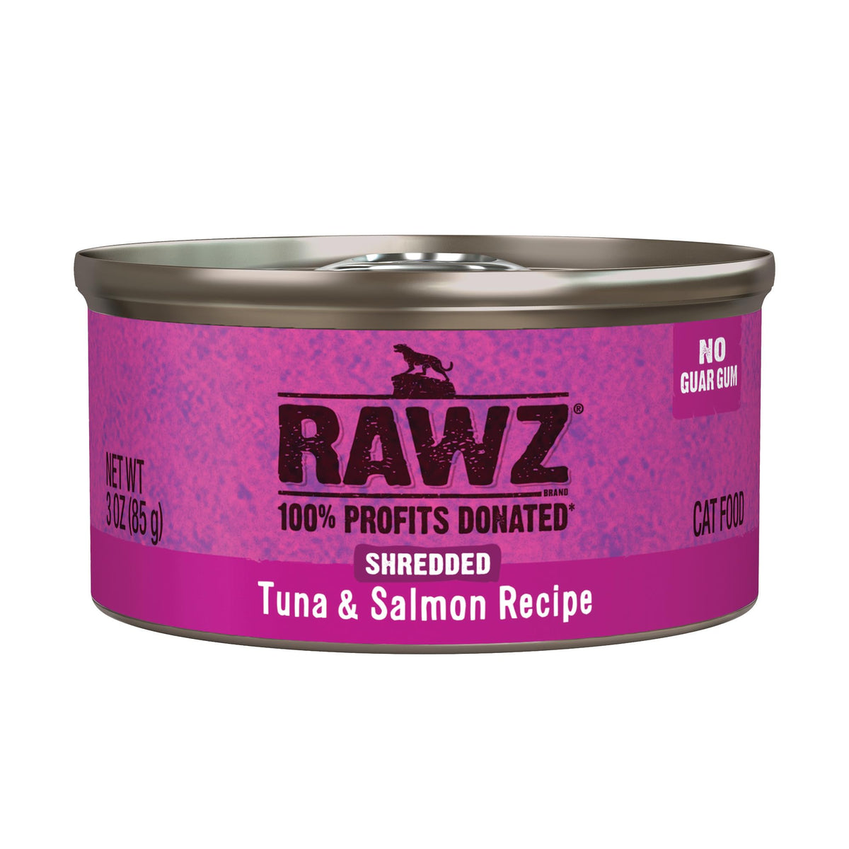 Rawz alimento húmedo para gatos, lata 3oz de atún y salmón, sabor sabroso.