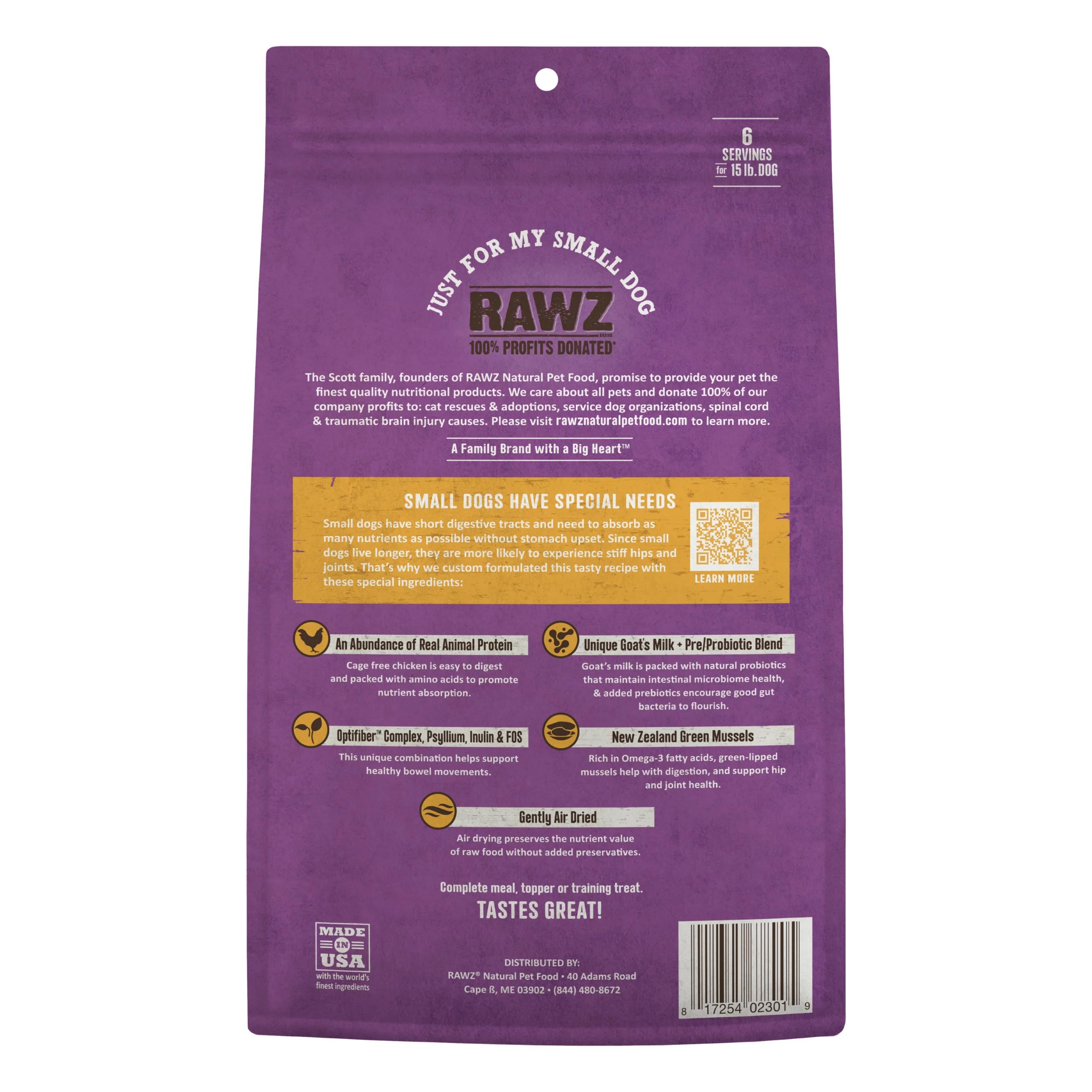 Rawz porción lista para servir para perros pequeños, sabor pollo con leche de cabra