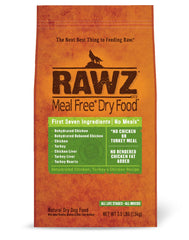 Rawz alimento seco para perro en empaque 3-5 lb, fácil de almacenar.