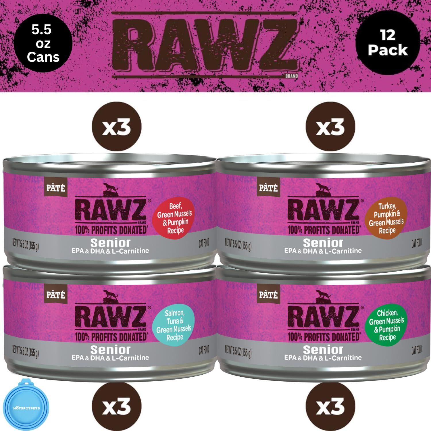 Rawz atún pate latas: textura suave y alta humedad para la hidratación.