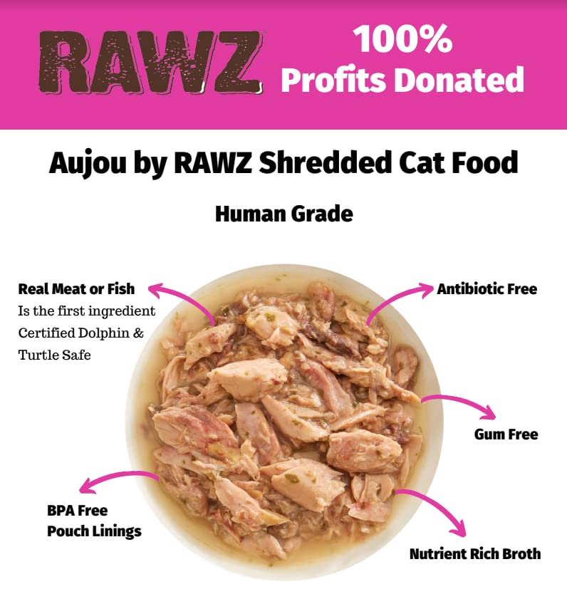 Rawz Aujou Aku ingredientes visibles de atún y salmón para sabor natural.