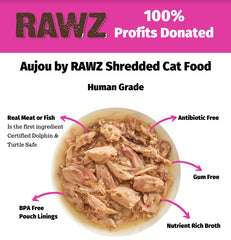 Rawz Aujou Aku ingredientes visibles de atún y salmón para sabor natural.