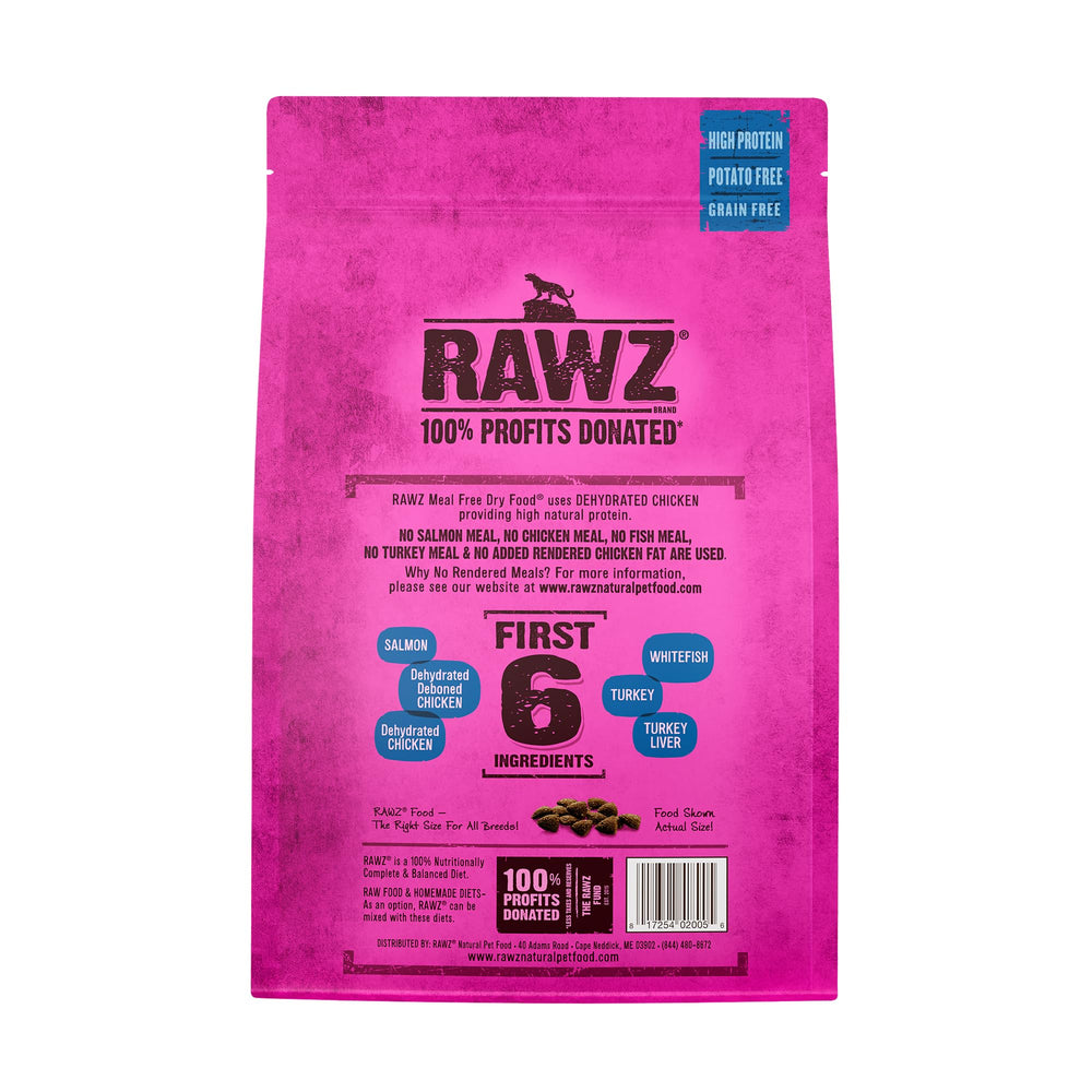 Rawz deshidratado-pollo-pescado-blanco-plato-gato, porción sabrosa para comidas diarias.