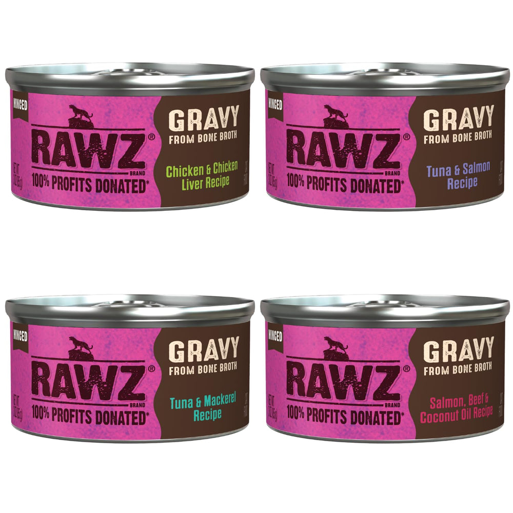 Rawz gato: variedad de sabores en lata de 3 onzas para mantener su interés.