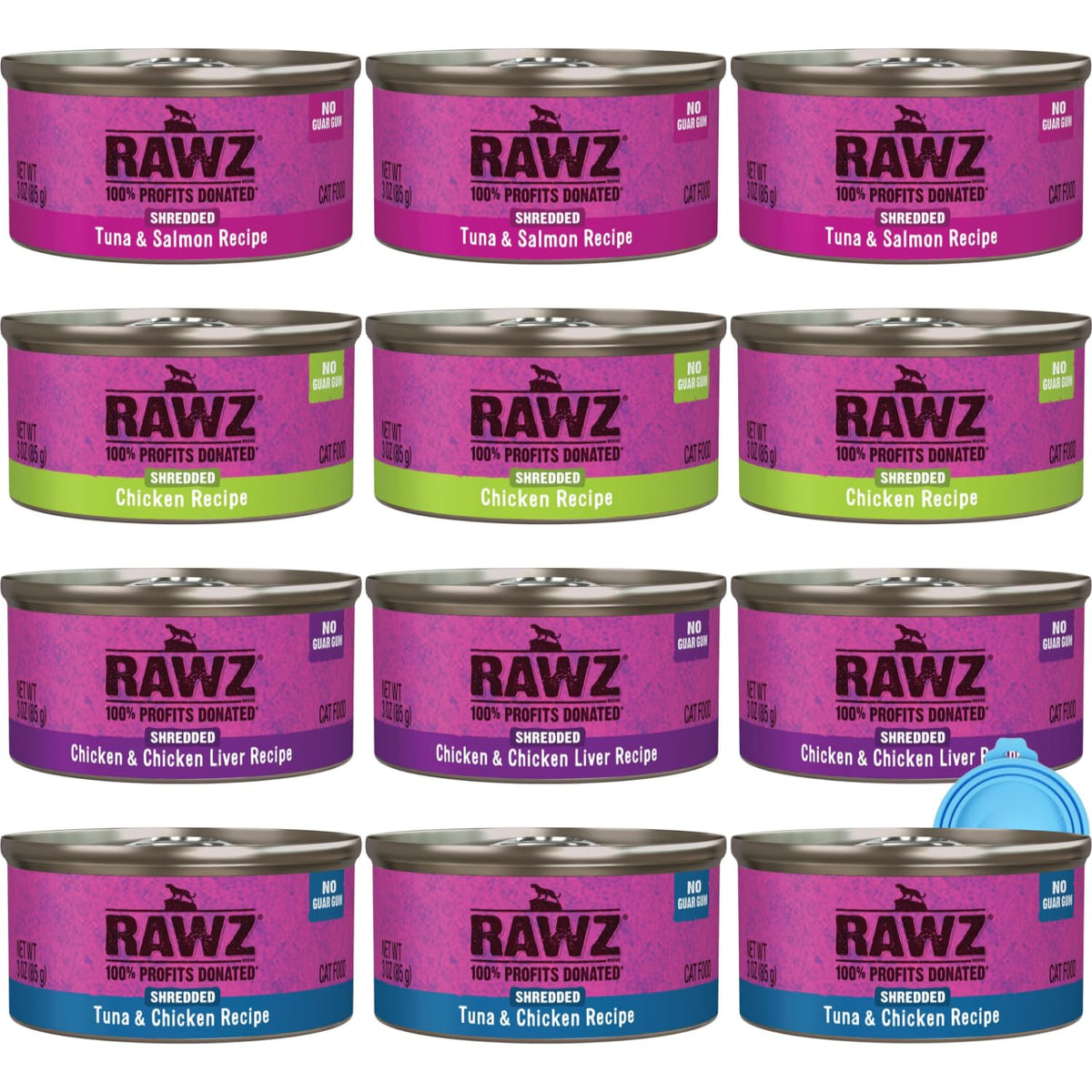 Rawz gato lata 3oz con atún y salmón, sabor delicioso para gatos