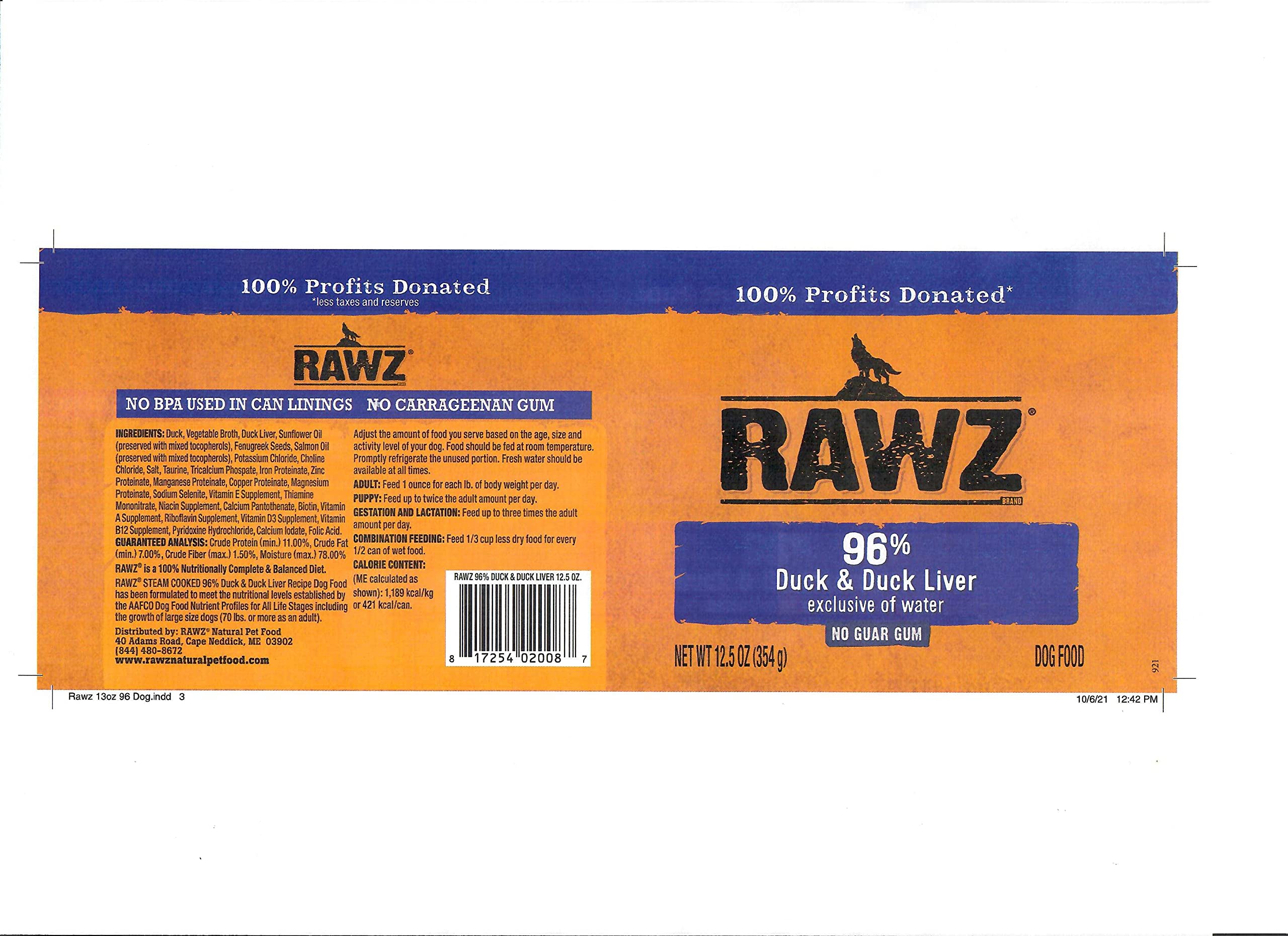 Rawz ingredientes naturales, sin gomas ni aditivos innecesarios.