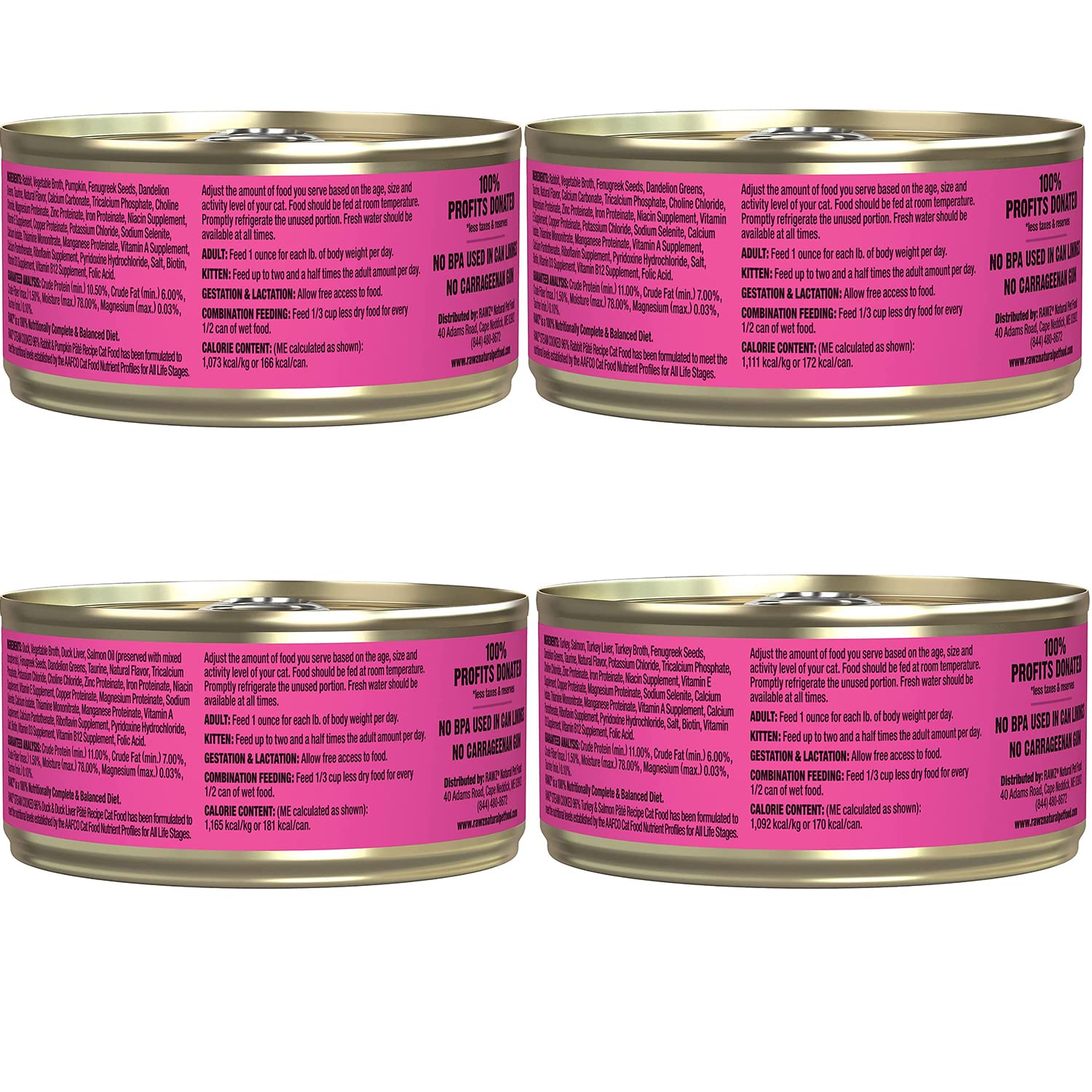 Rawz latas conejo: sabor suave y alto contenido de humedad para el apetito de tu gato.