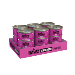 Rawz 18 latas de alimento húmedo para gatos, presentación conveniente.
