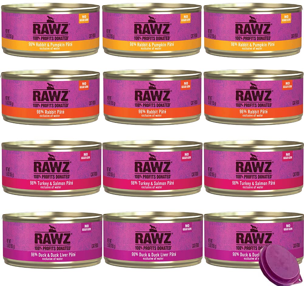 Rawz latas pavo-salmón: bocados jugosos que favorecen la hidratación diaria del gato.