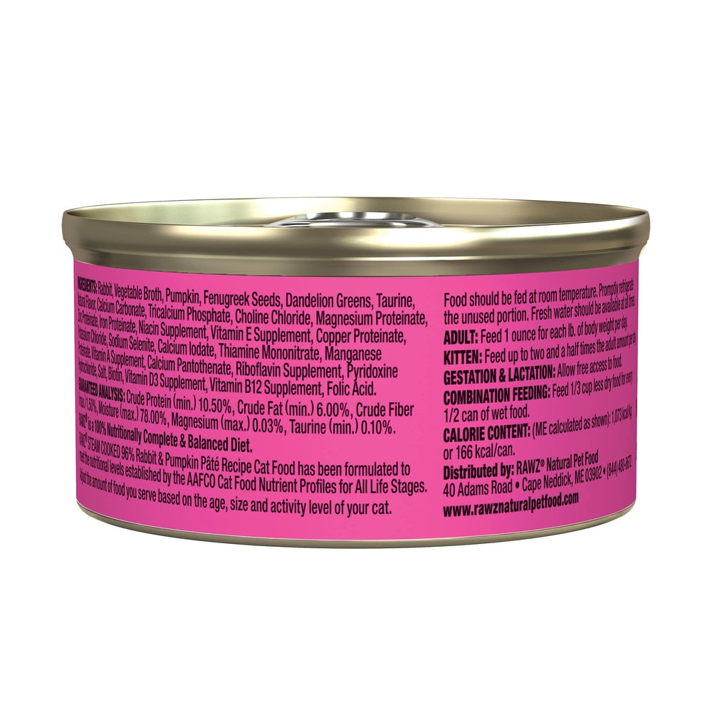 Rawz Paté para gatos con etiqueta clara, carne real y conservación segura.