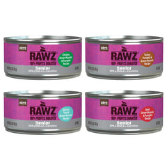 Rawz pollo pate latas: sabor apetitoso y aporte proteico para gatos mayores.