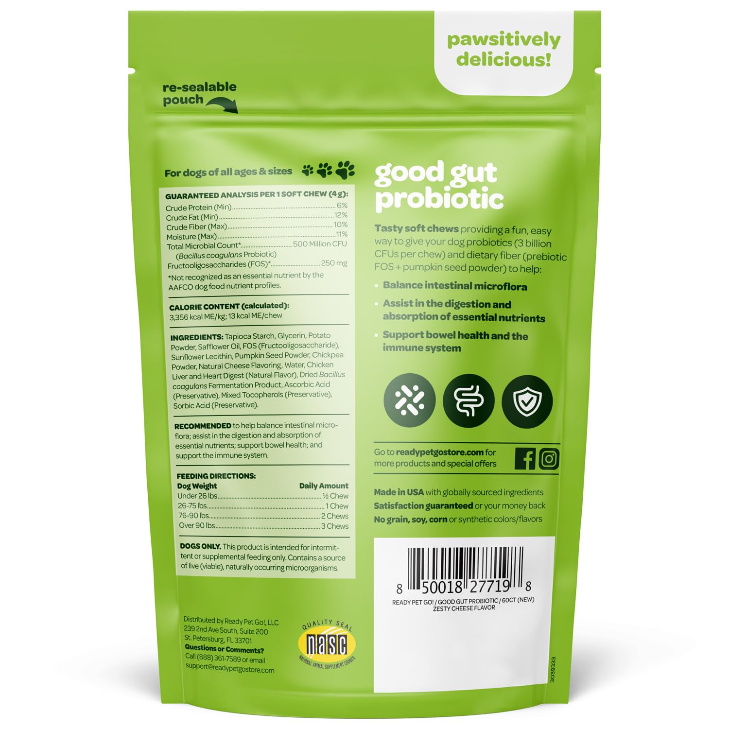 Gomitas probióticas Ready Pet Go masticables para perros fáciles de aceptar