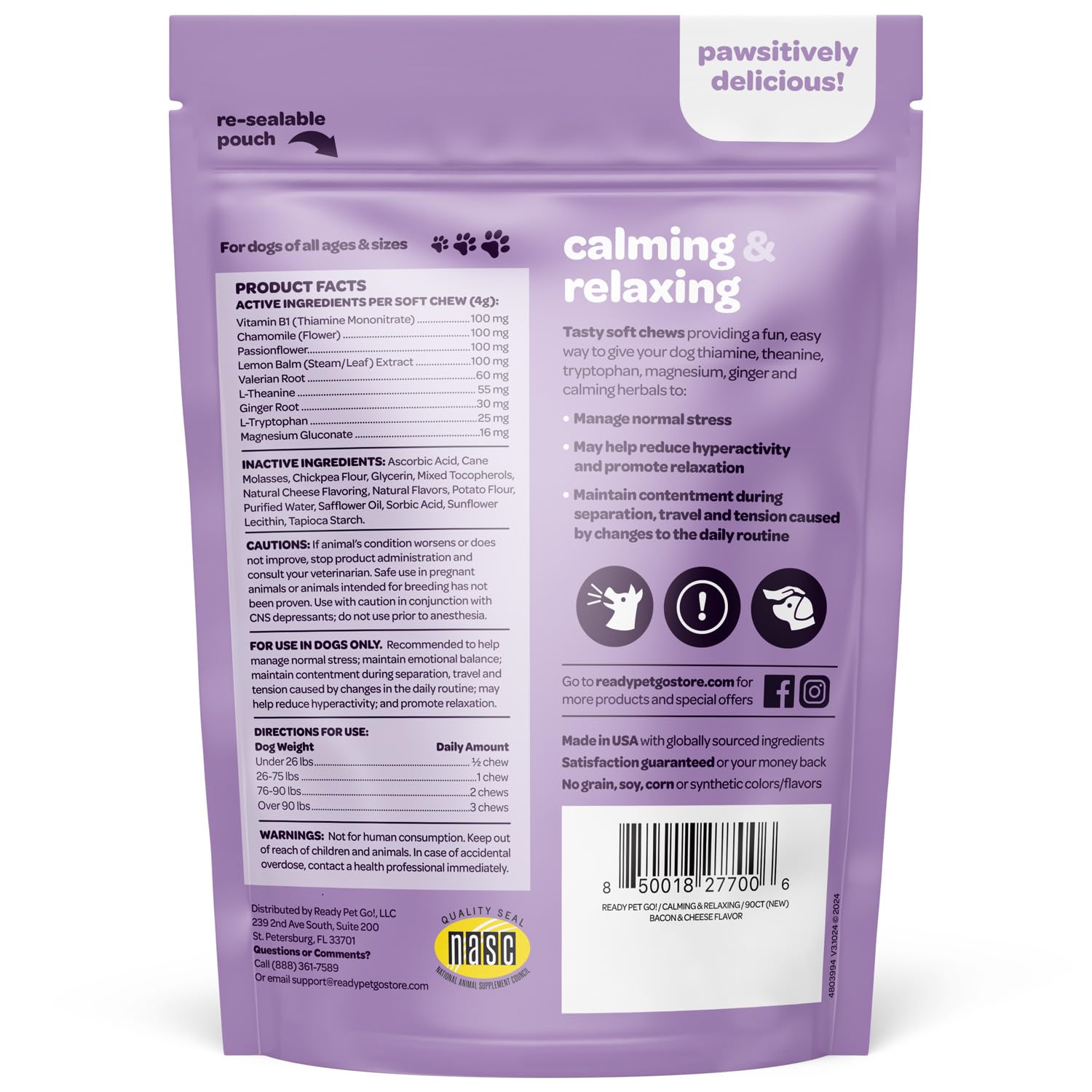 Ready Pet Go masticables calma perros textura suave para uso diario
