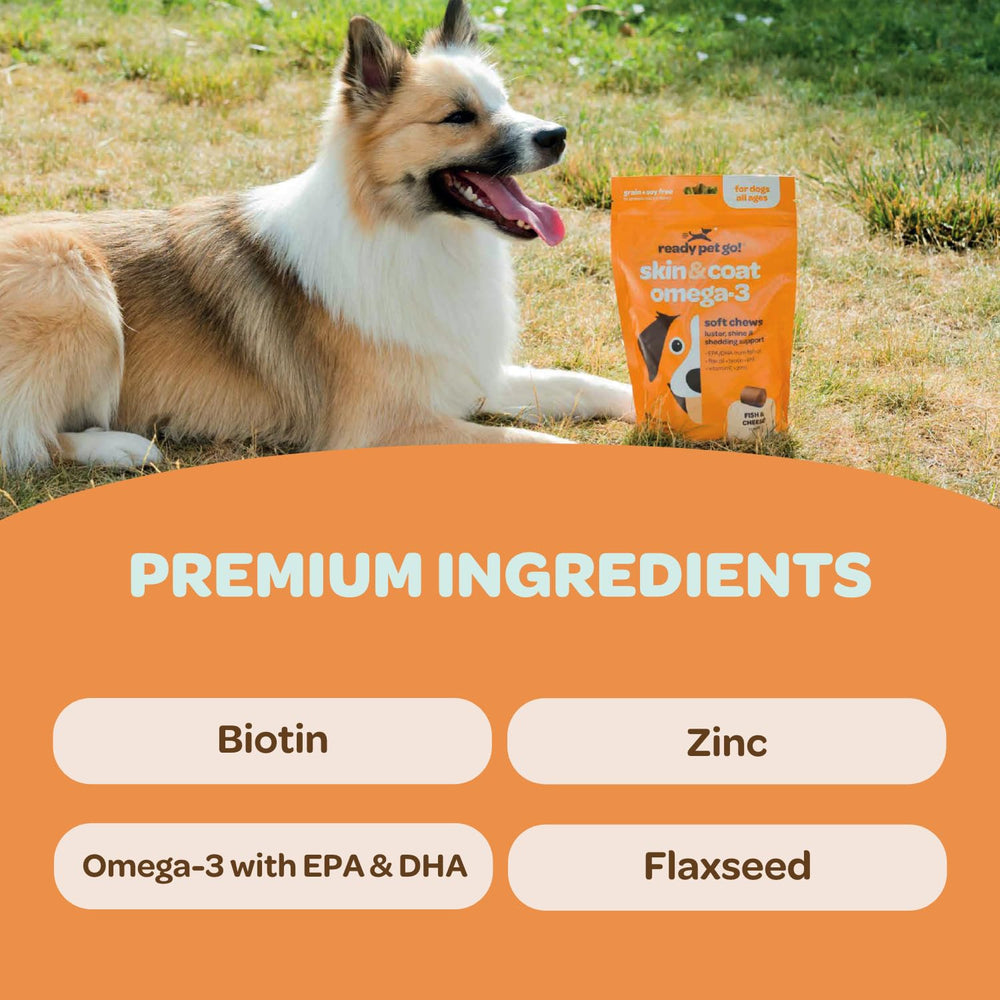 Ready Pet Go! vitaminas para perro con omega mejora movilidad y bienestar general.