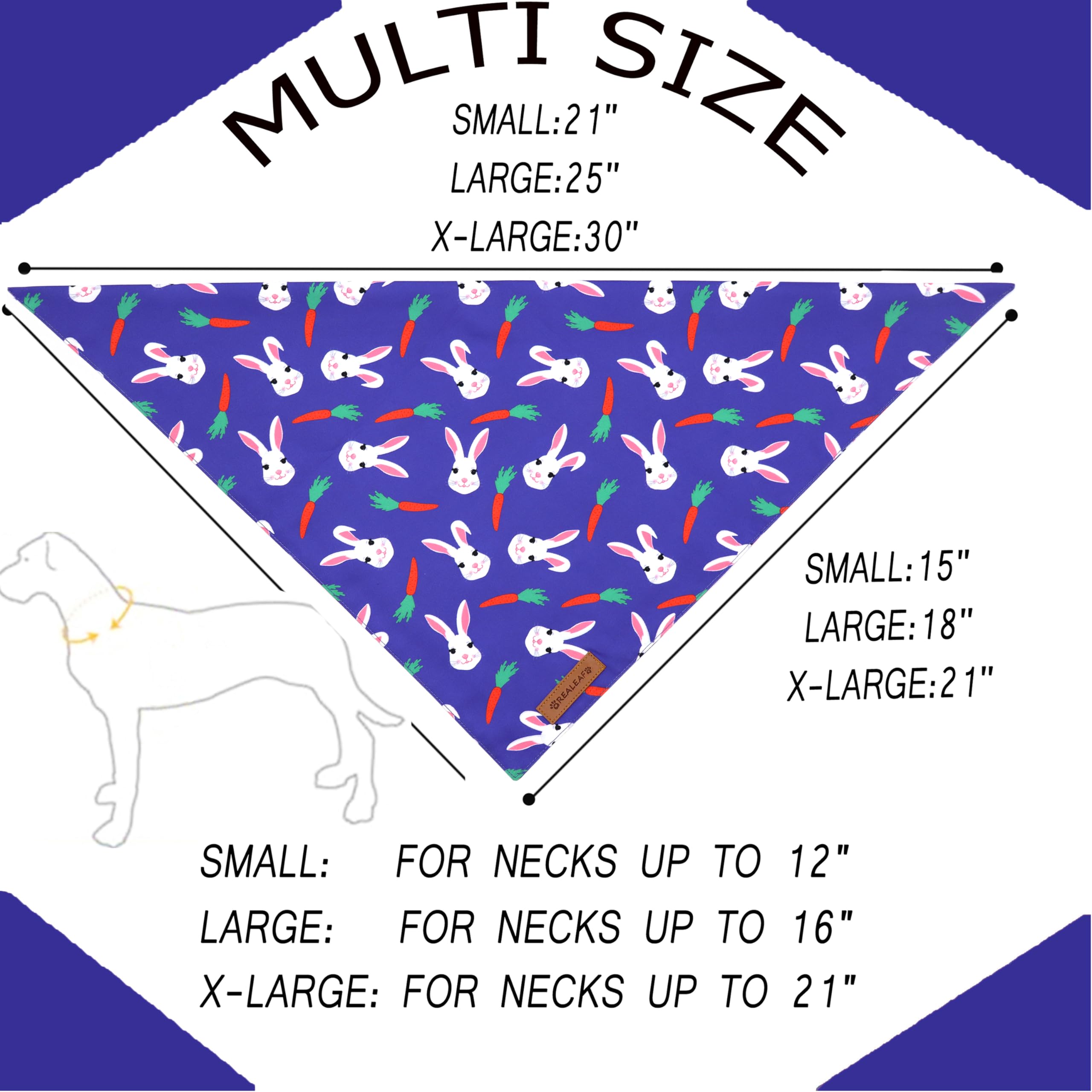 Realeaf bandana Pascua para perro de dos caras, reversible, estilos diferentes