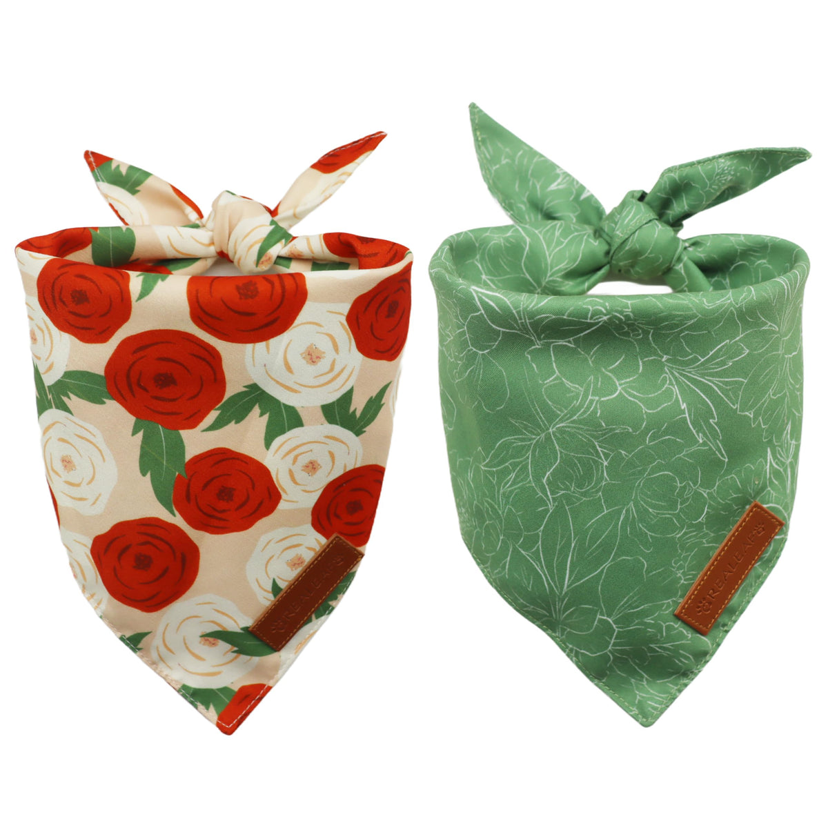 Bandanas para perro Realeaf, primavera, dos piezas, estilo coordinado para paseos.