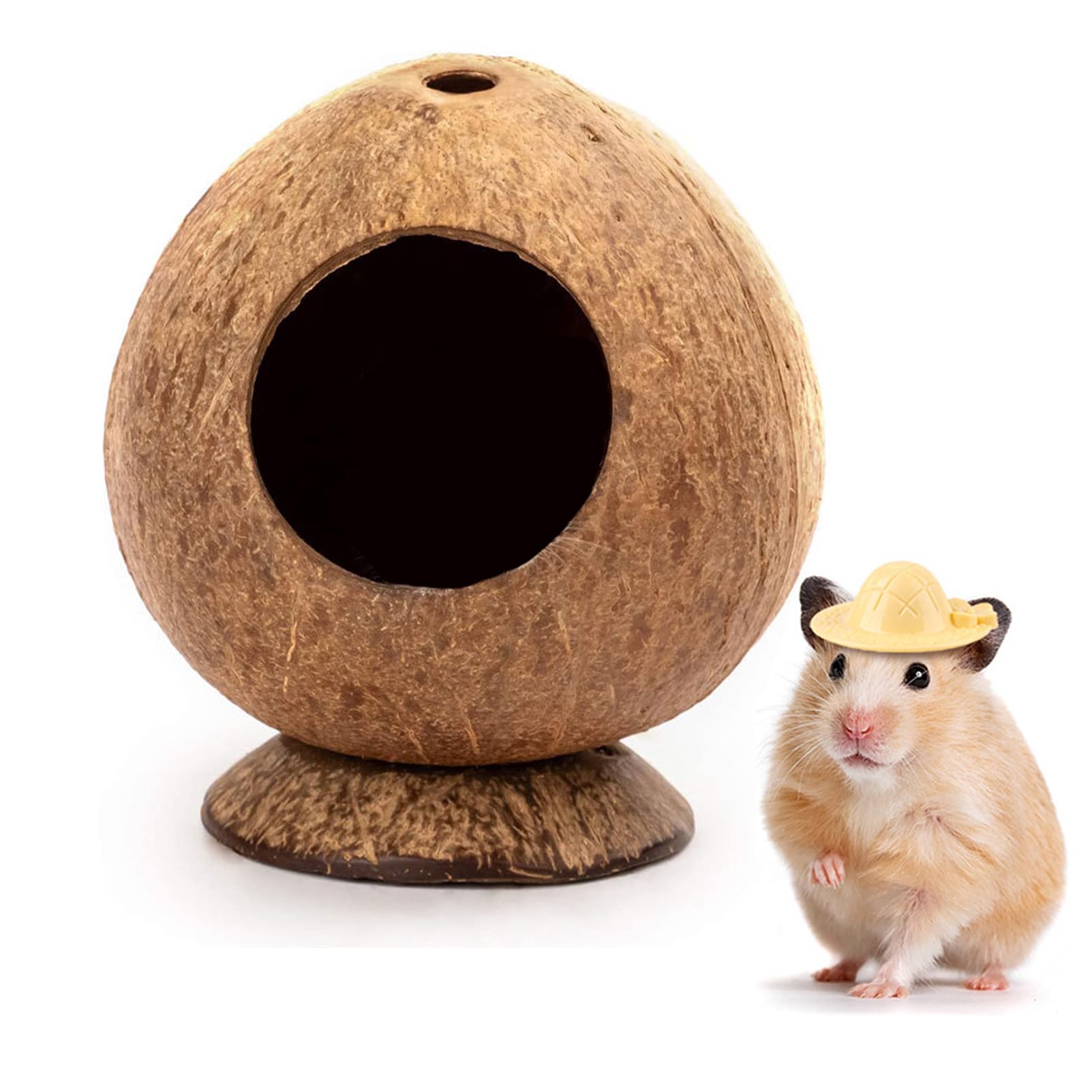 Rebecca online refugio hamster madera coco frontal: descanso natural y seguro para tu mascota.