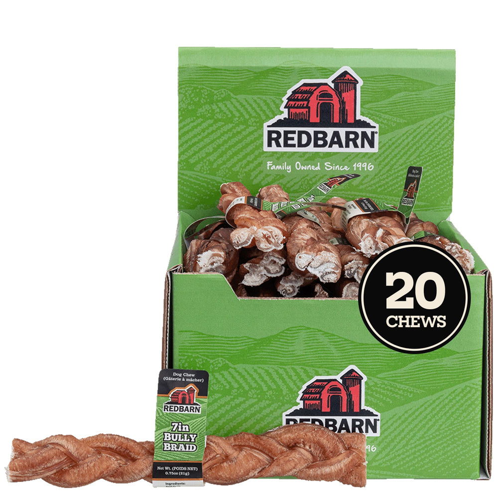 Redbarn 7 pulgadas palitos trenzados para perros, masticación prolongada y natural.