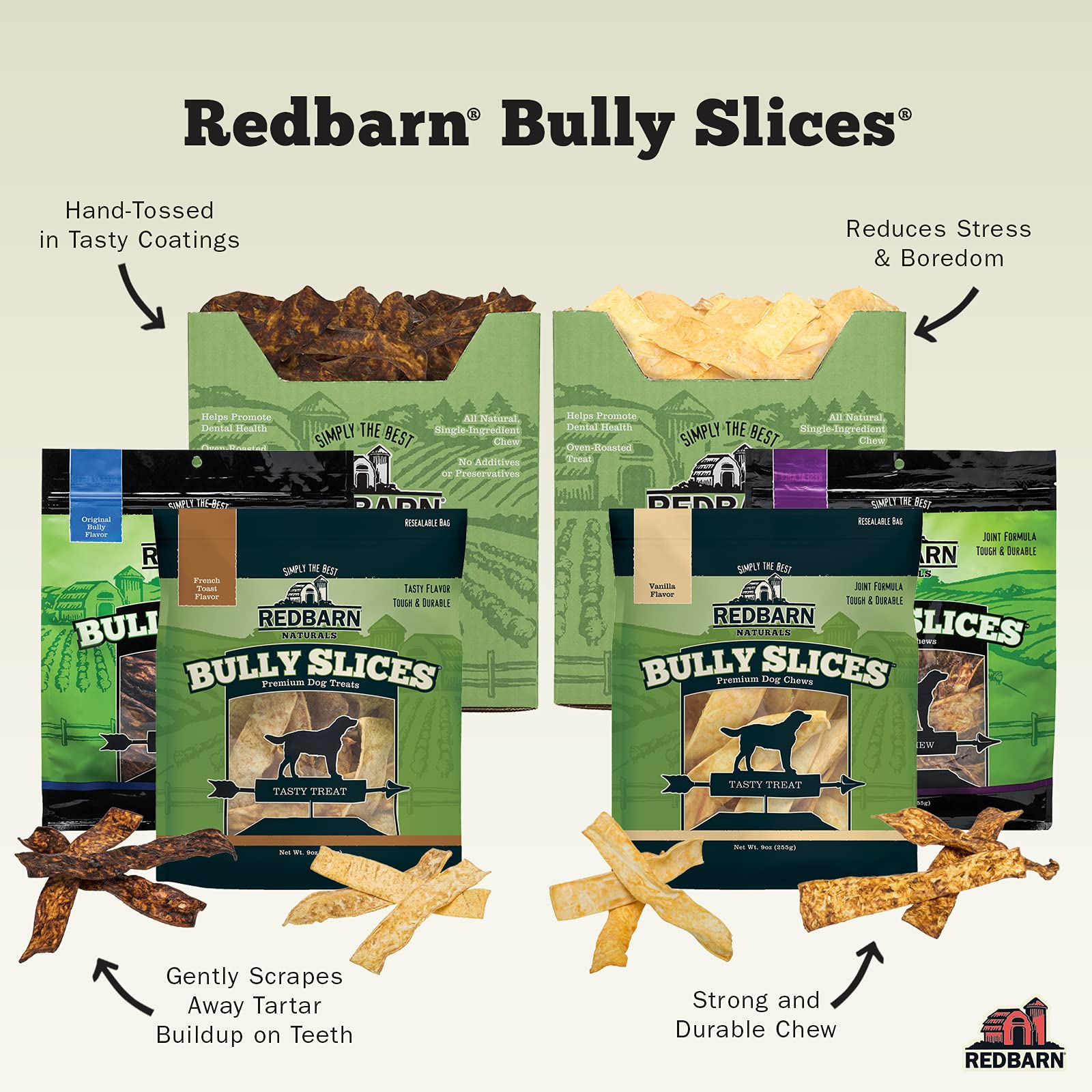 Redbarn Bully Slices: ingredientes con arándanos para sabor natural