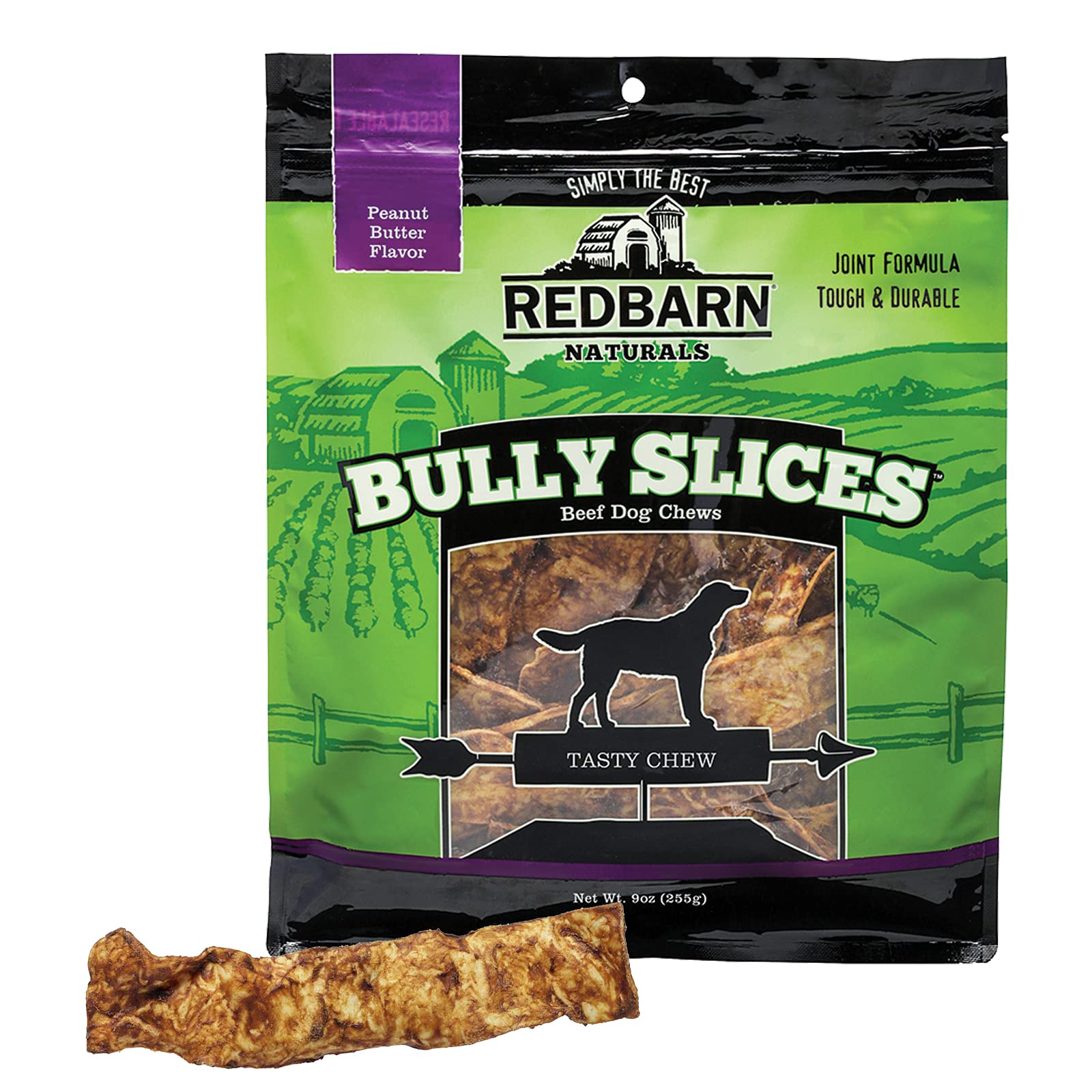 Redbarn Bully Slices para perros, empaque trio de 9 oz mostrando el formato de tres piezas