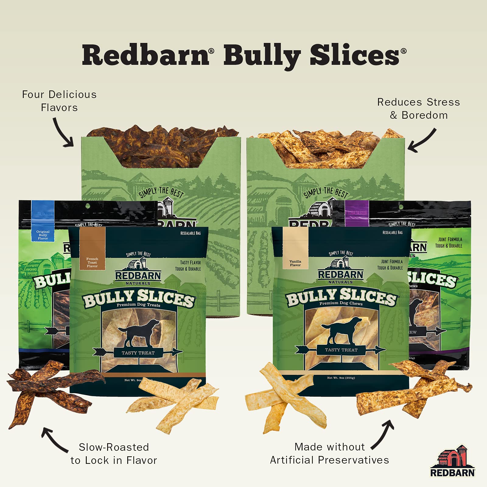 Redbarn Bully Slices libre de conservantes artificiales y colorantes