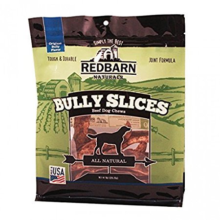 Detalle de la textura brillante de Redbarn Bully Slices para masticar.