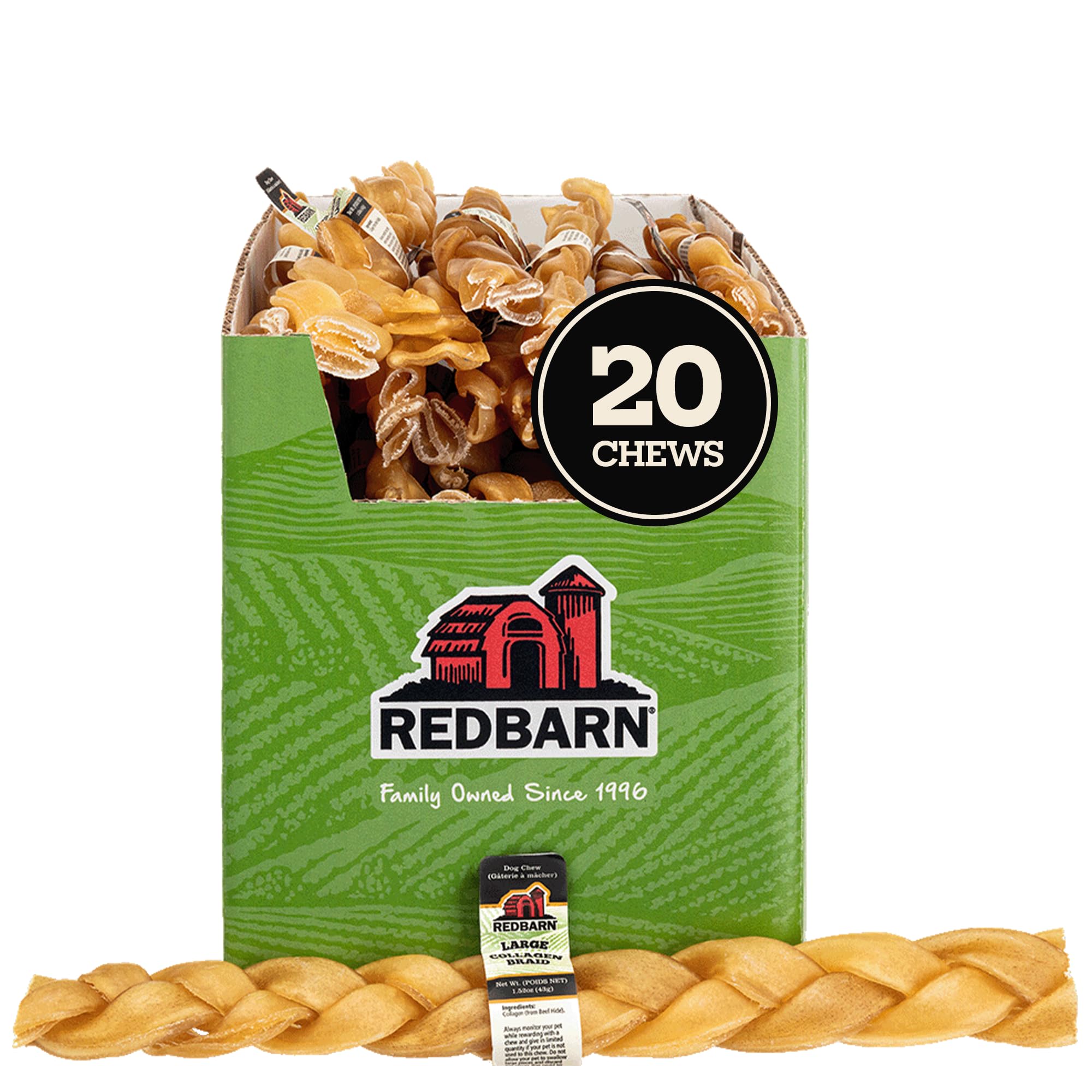 Redbarn Colágeno de Res: palitos de 12 pulgadas para masticación prolongada.