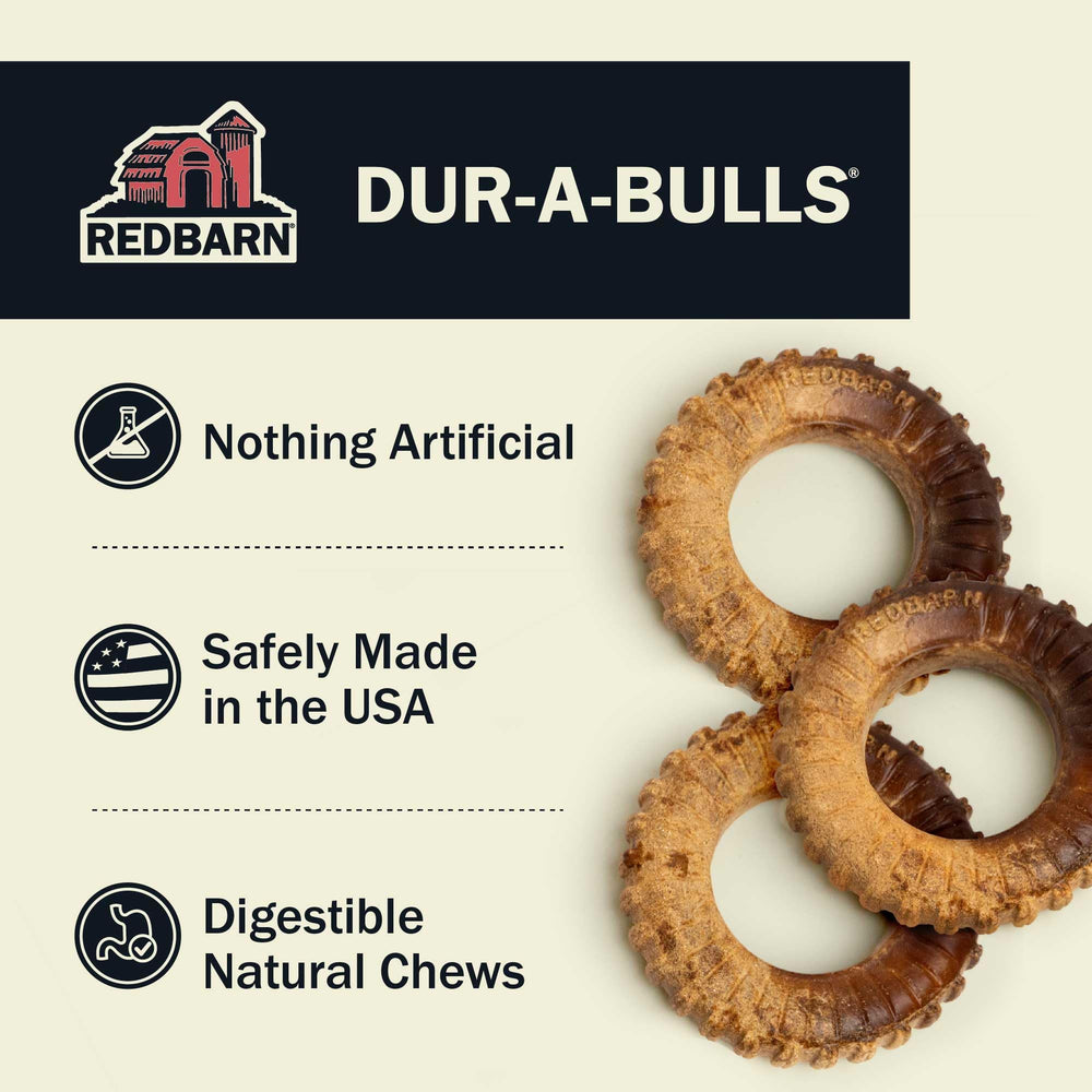 Dur-A-Bulls Redbarn sabor barbacoa para perros activos.