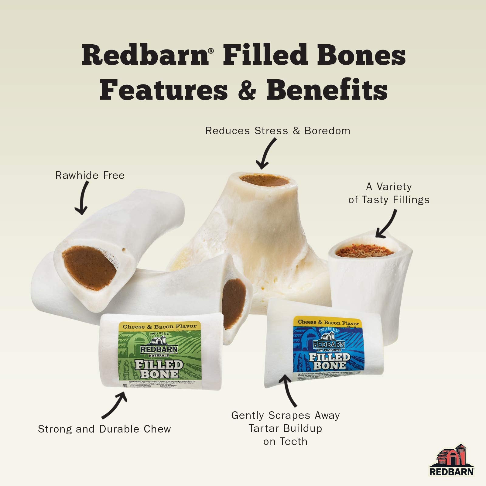Redbarn relleno de carne natural ofrece sabor agradable.